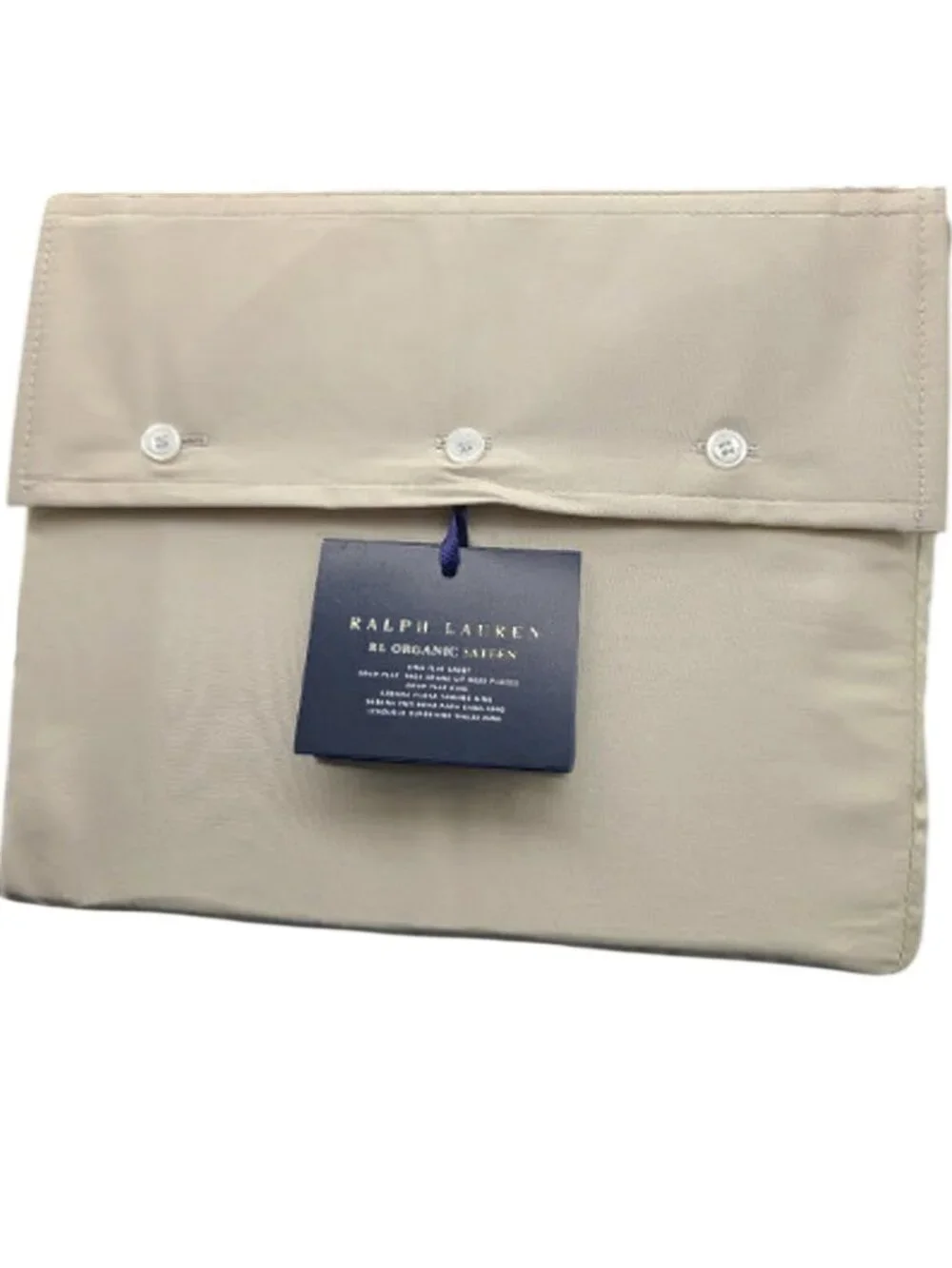 NEW $130 Ralph Lauren Organic Cotton Sateen Sheet! Full Fitted Tan Coastal Sand